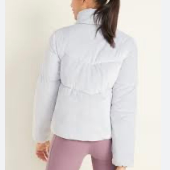 Old Navy Quilted Velour velvet suede Gray lilac purple Puffer Jacket Coat - Picture 2 of 7